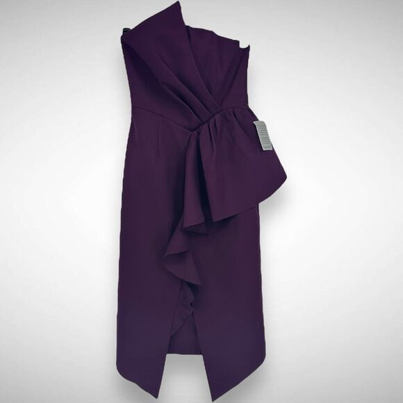 Elliatt Reception Cascade Ruffle Strapless Cocktail Dress Size Medium‎ 6 Purple - Picture 2 of 10